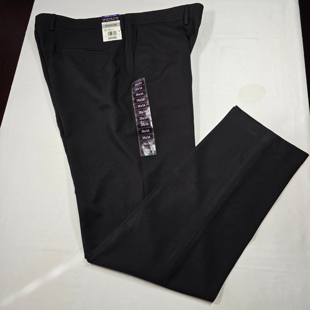 Haggar Premium‎ Flex Waistband Pants Men's 36x34 NWT Stretch Straight Fit